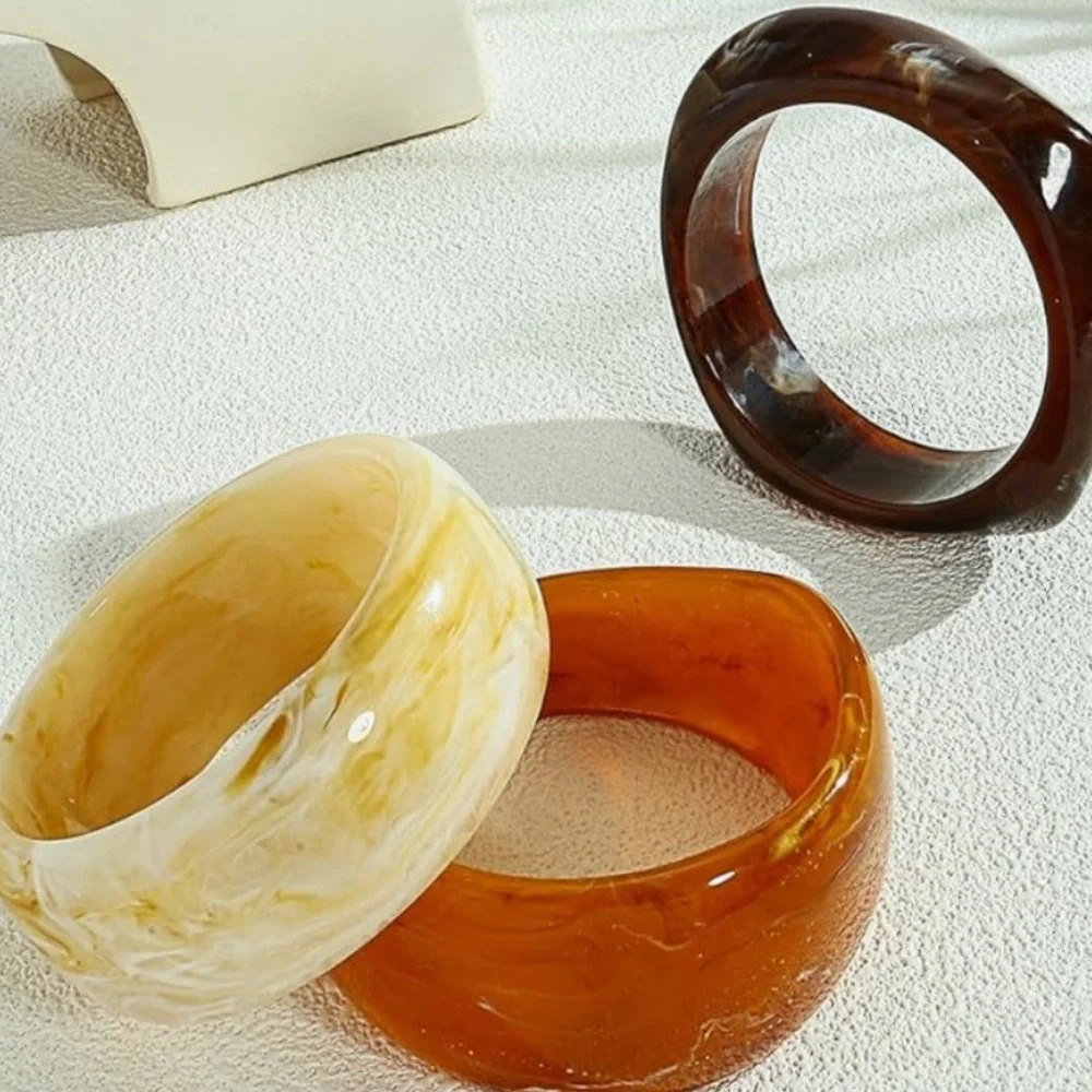 Acrylic Resin Bracelet Set - Trendy Fall Chunky Bangle Bracelets Fashion - Picture 4 of 5